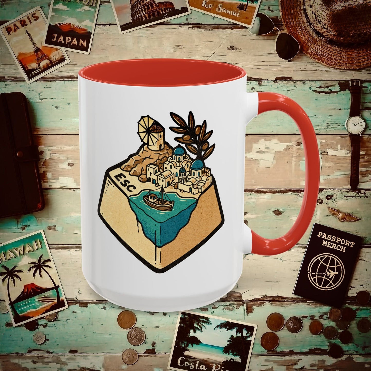 Escape Key To... Greece 15oz Mug Red / 15oz