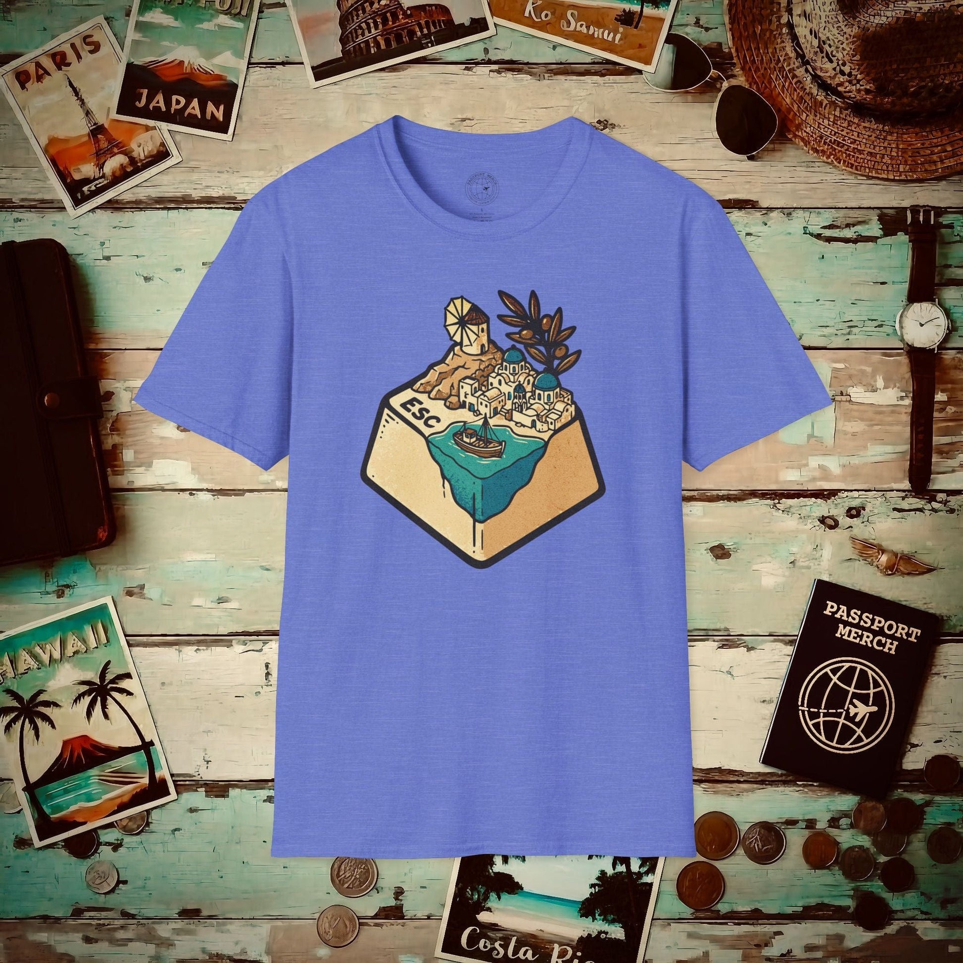 Escape Key To... Greece T-Shirt Heather Royal / S