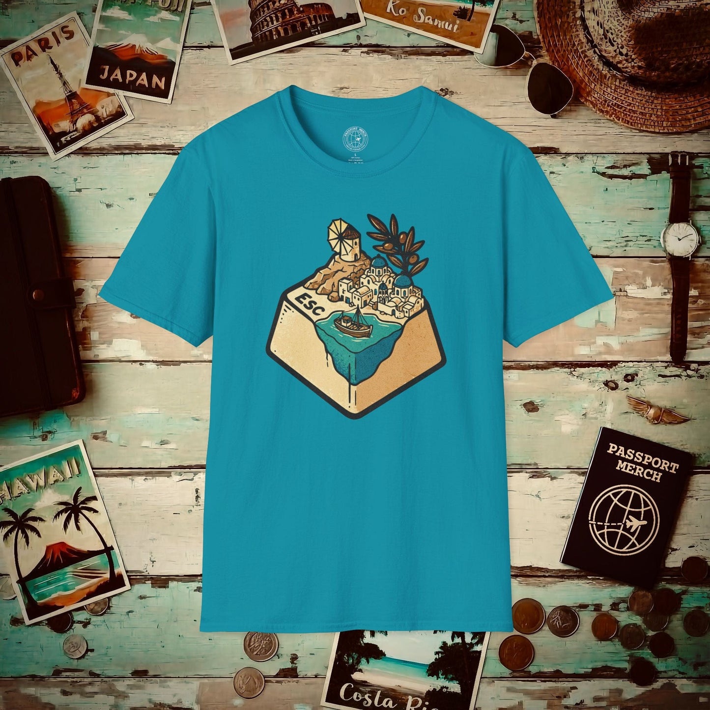 Escape Key To... Greece T-Shirt Tropical Blue / S