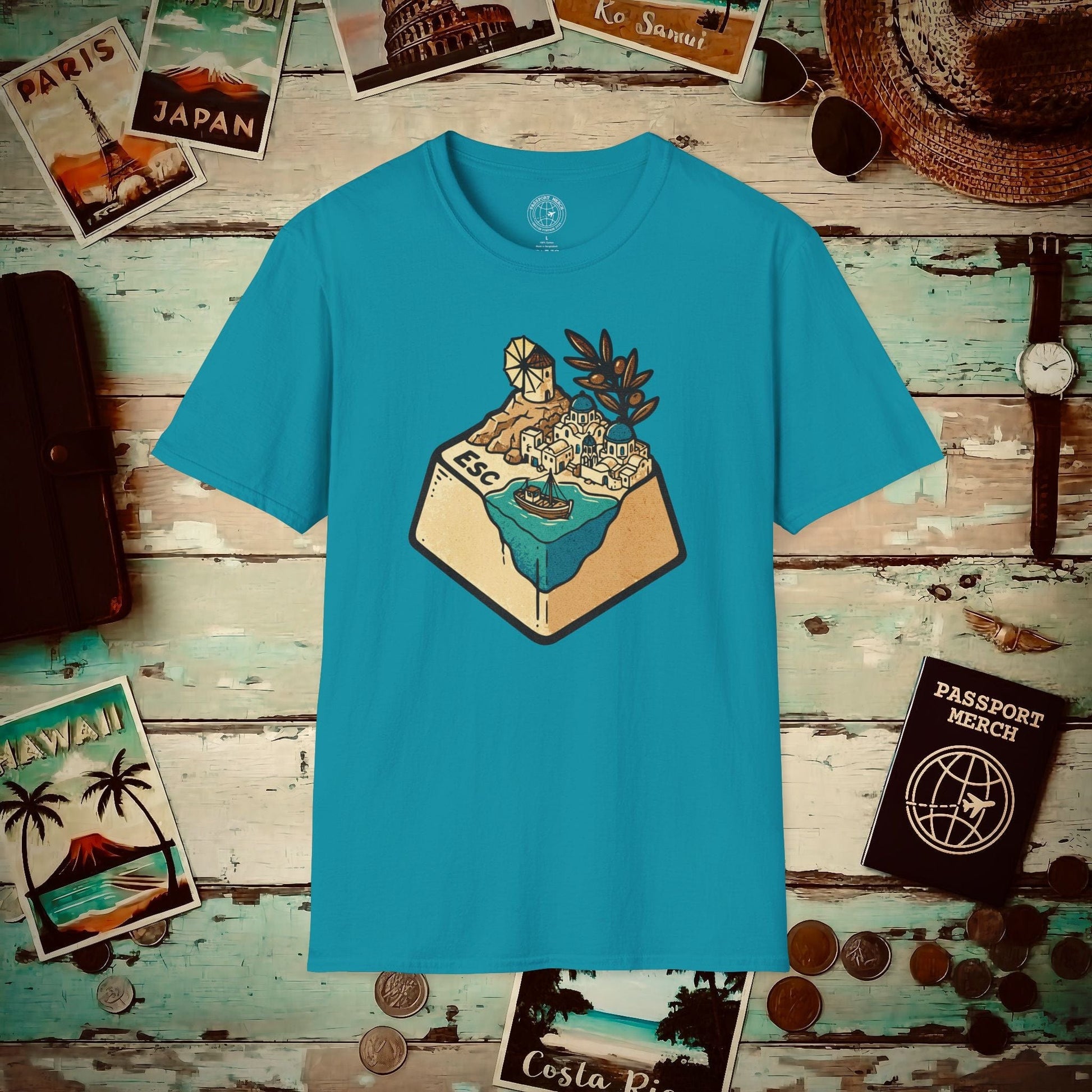 Escape Key To... Greece T-Shirt Tropical Blue / S