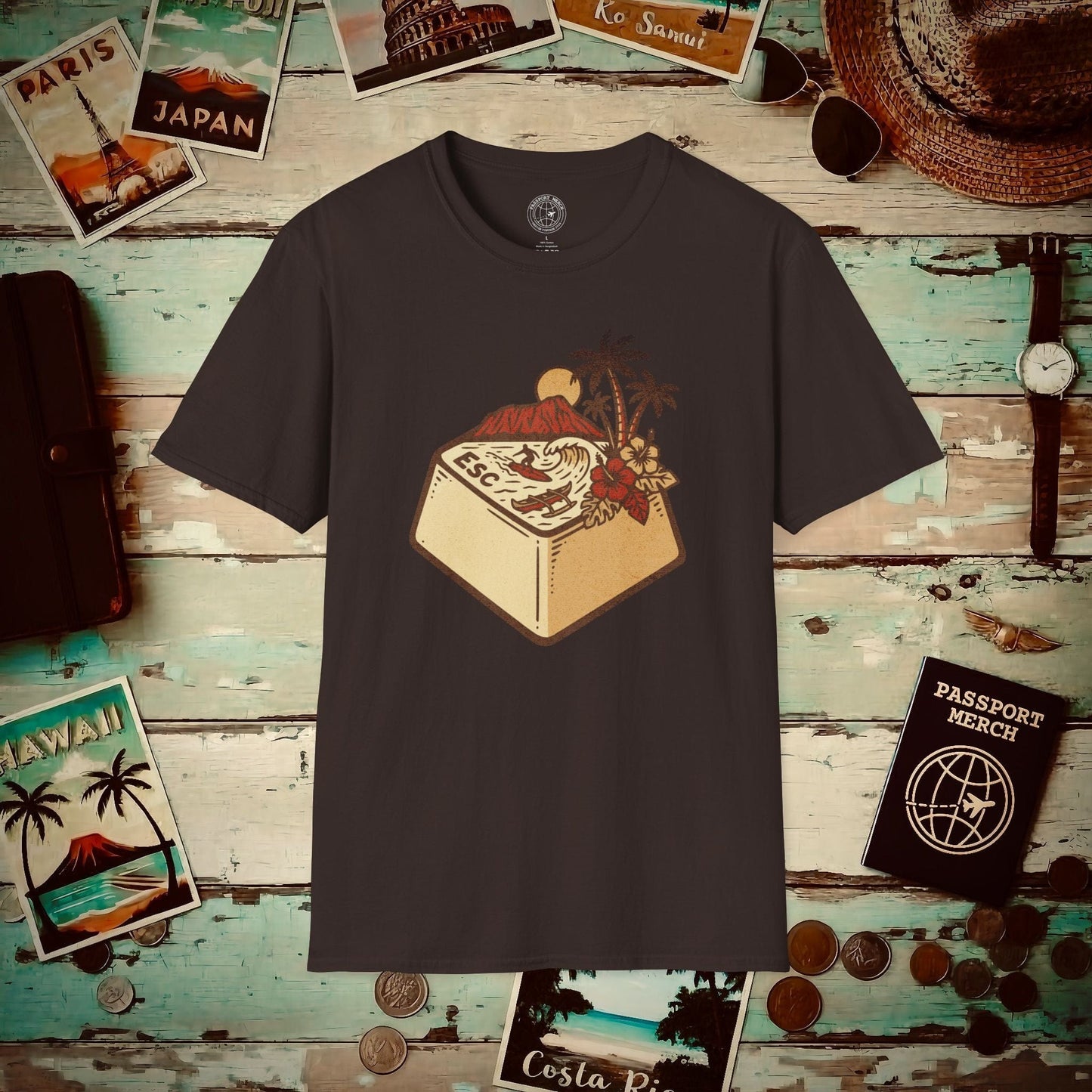 Escape Key To... Hawaii T-Shirt Dark Chocolate / S