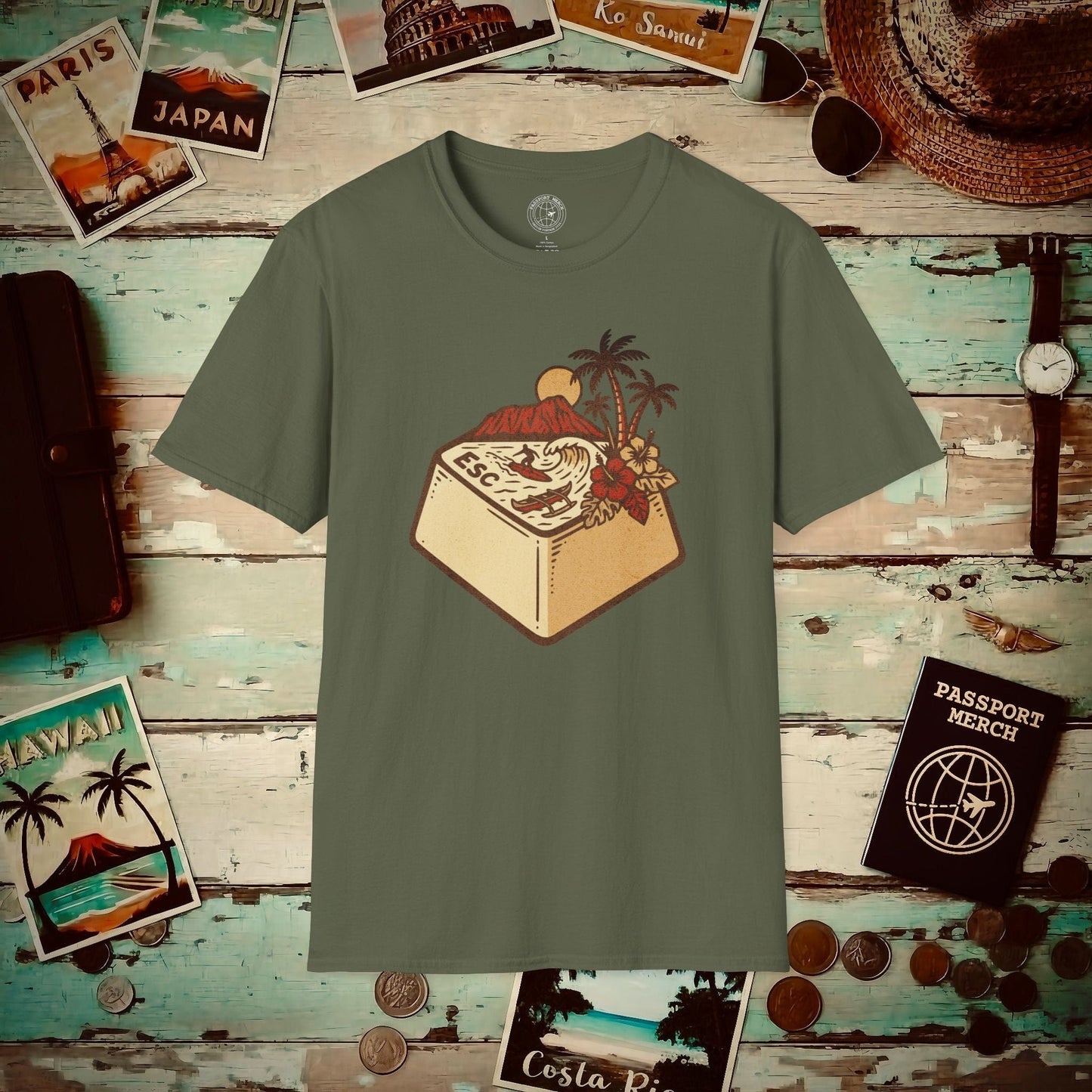 Escape Key To... Hawaii T-Shirt Military Green / S