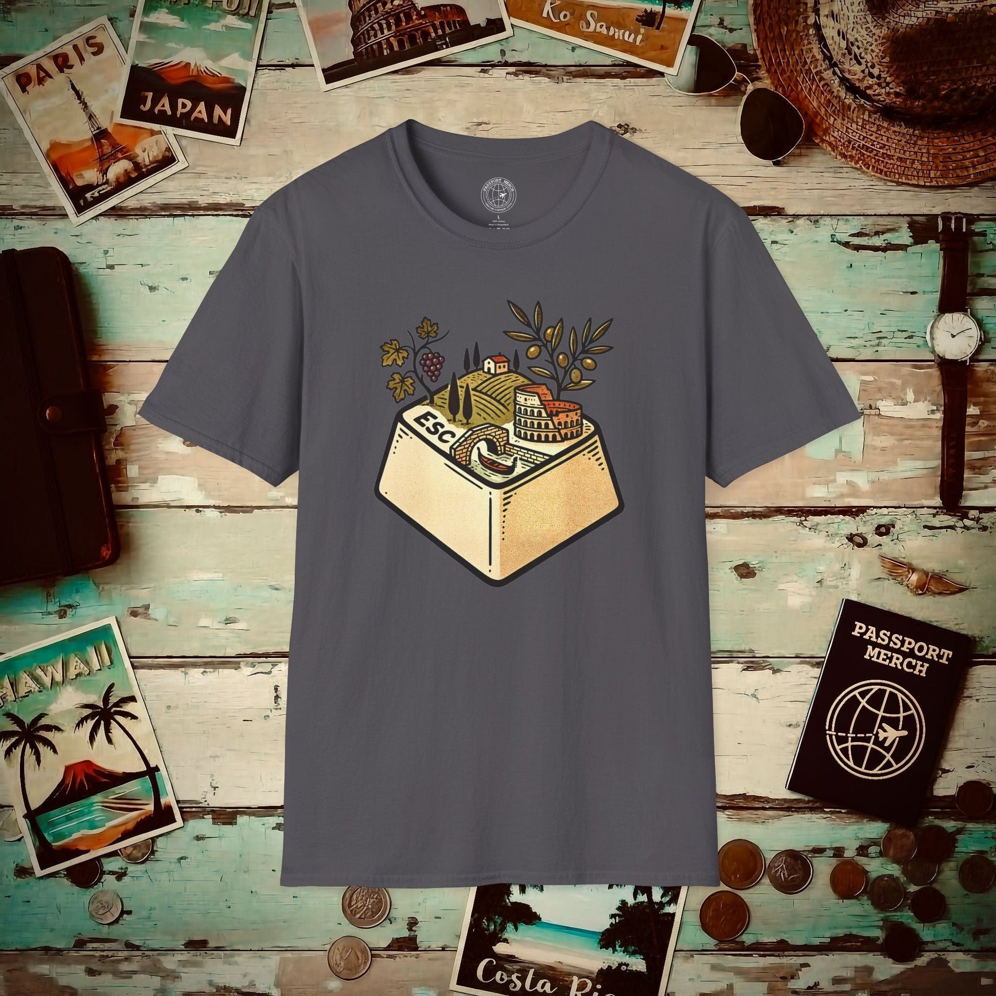 Escape Key To... Italy T-Shirt Charcoal / S