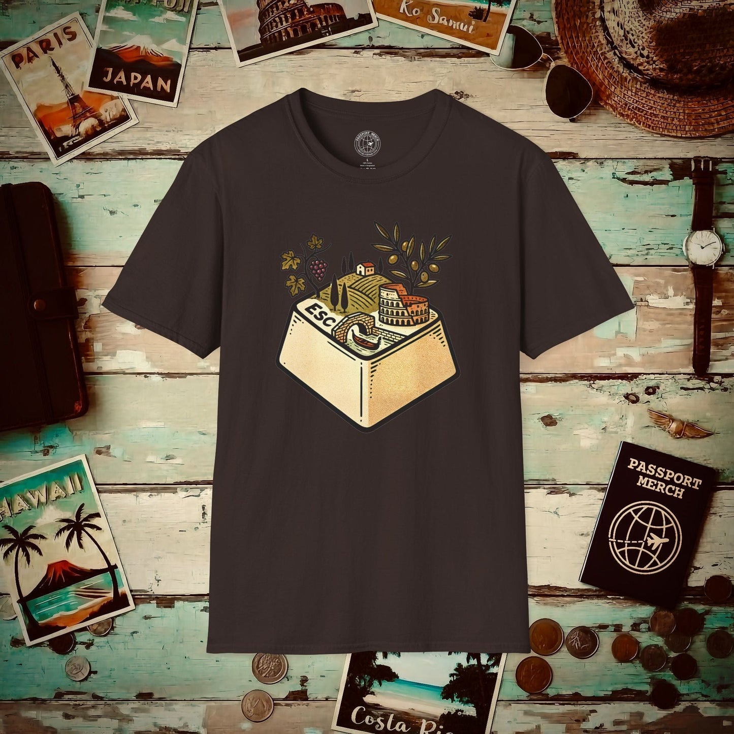 Escape Key To... Italy T-Shirt Dark Chocolate / S