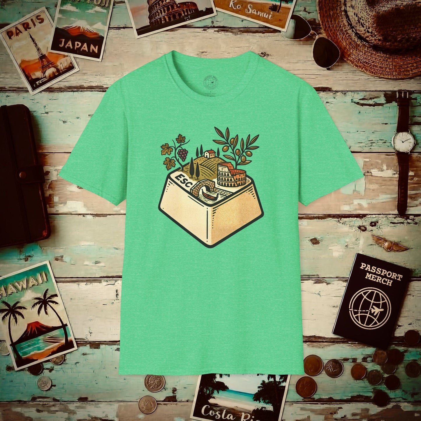 Escape Key To... Italy T-Shirt Heather Irish Green / S