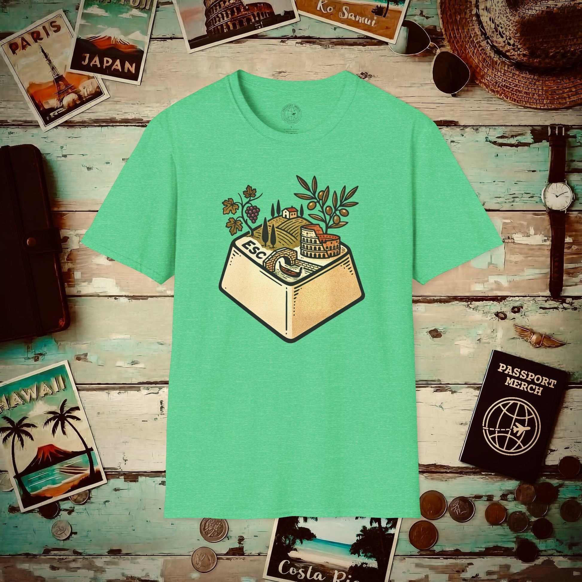 Escape Key To... Italy T-Shirt Heather Irish Green / S
