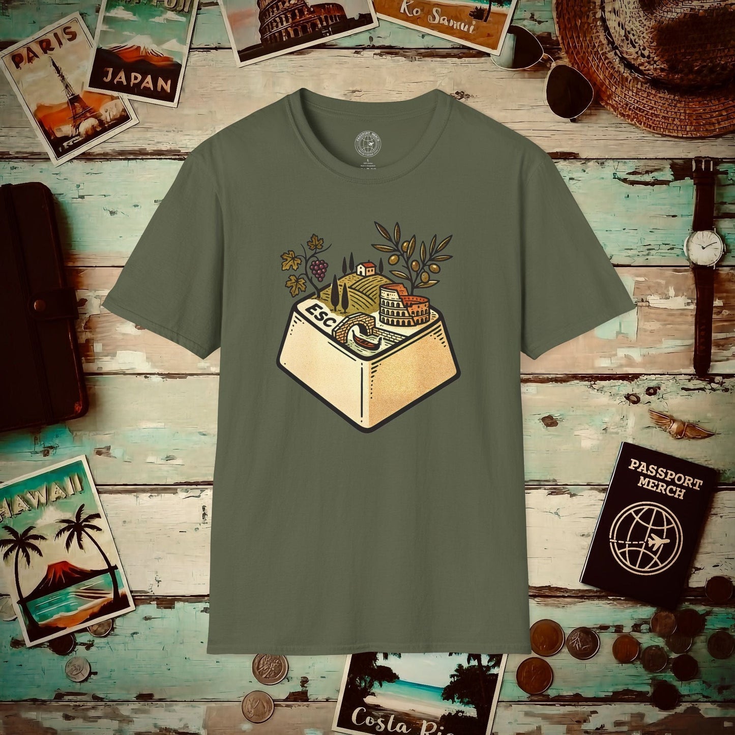 Escape Key To... Italy T-Shirt Military Green / S