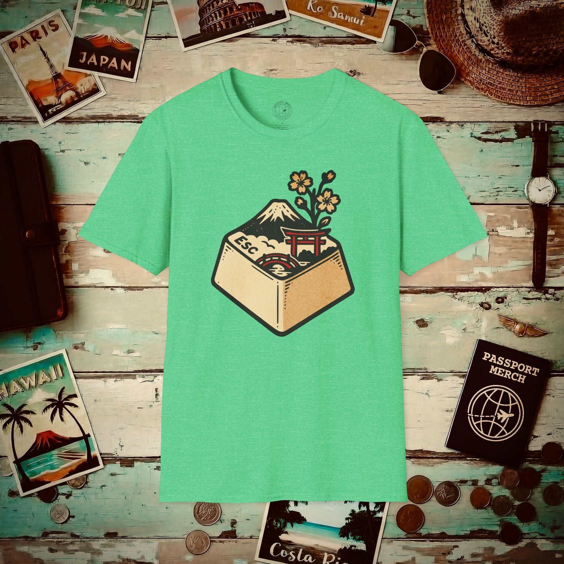 Escape Key To... Japan T-Shirt Heather Irish Green / S