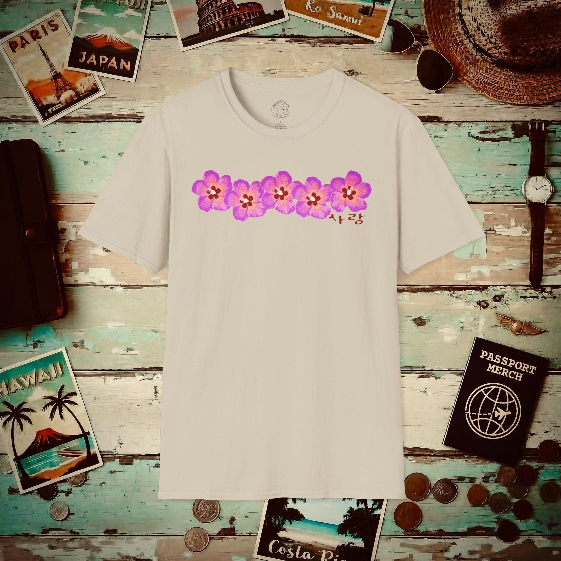Five Pink Mugunghwa, Korea T-Shirt Sand / S