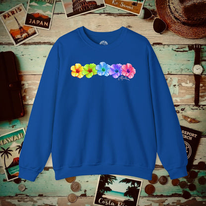 Five Vibrant Hibiscus, Hawaii Crewneck Royal / S