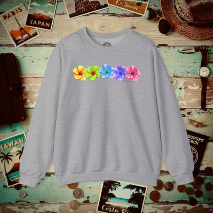 Five Vibrant Hibiscus, Hawaii Crewneck Sport Grey / S