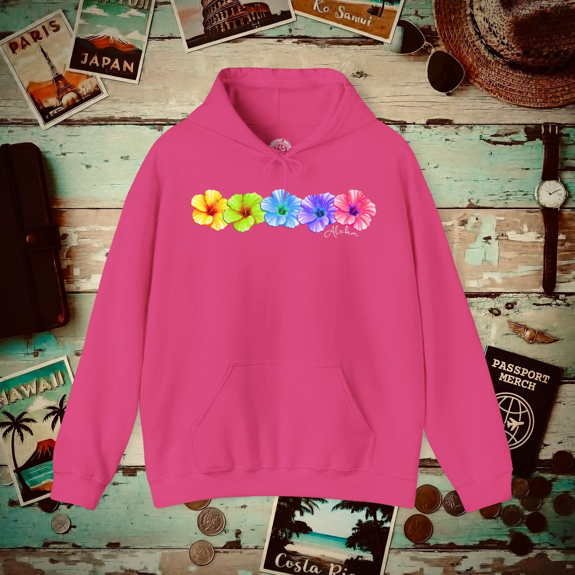 Five Vibrant Hibiscus, Hawaii Hoodie Heliconia / S