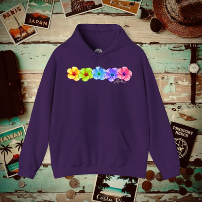 Five Vibrant Hibiscus, Hawaii Hoodie Purple / S