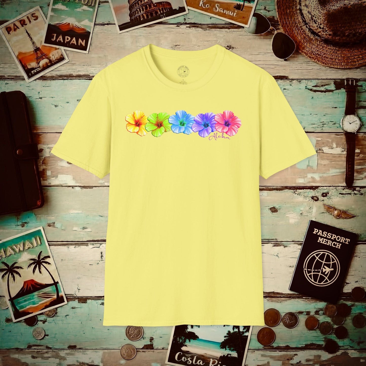 Five Vibrant Hibiscus, Hawaii T-Shirt Cornsilk / S