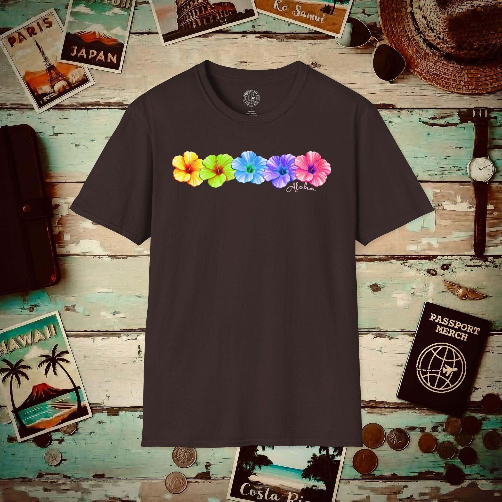 Five Vibrant Hibiscus, Hawaii T-Shirt Dark Chocolate / S
