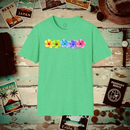 Five Vibrant Hibiscus, Hawaii T-Shirt Heather Irish Green / S