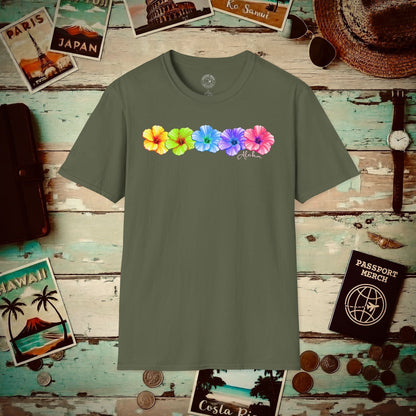 Five Vibrant Hibiscus, Hawaii T-Shirt Military Green / S