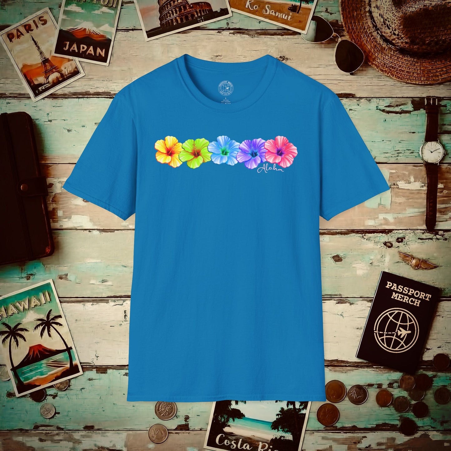 Five Vibrant Hibiscus, Hawaii T-Shirt Sapphire / S