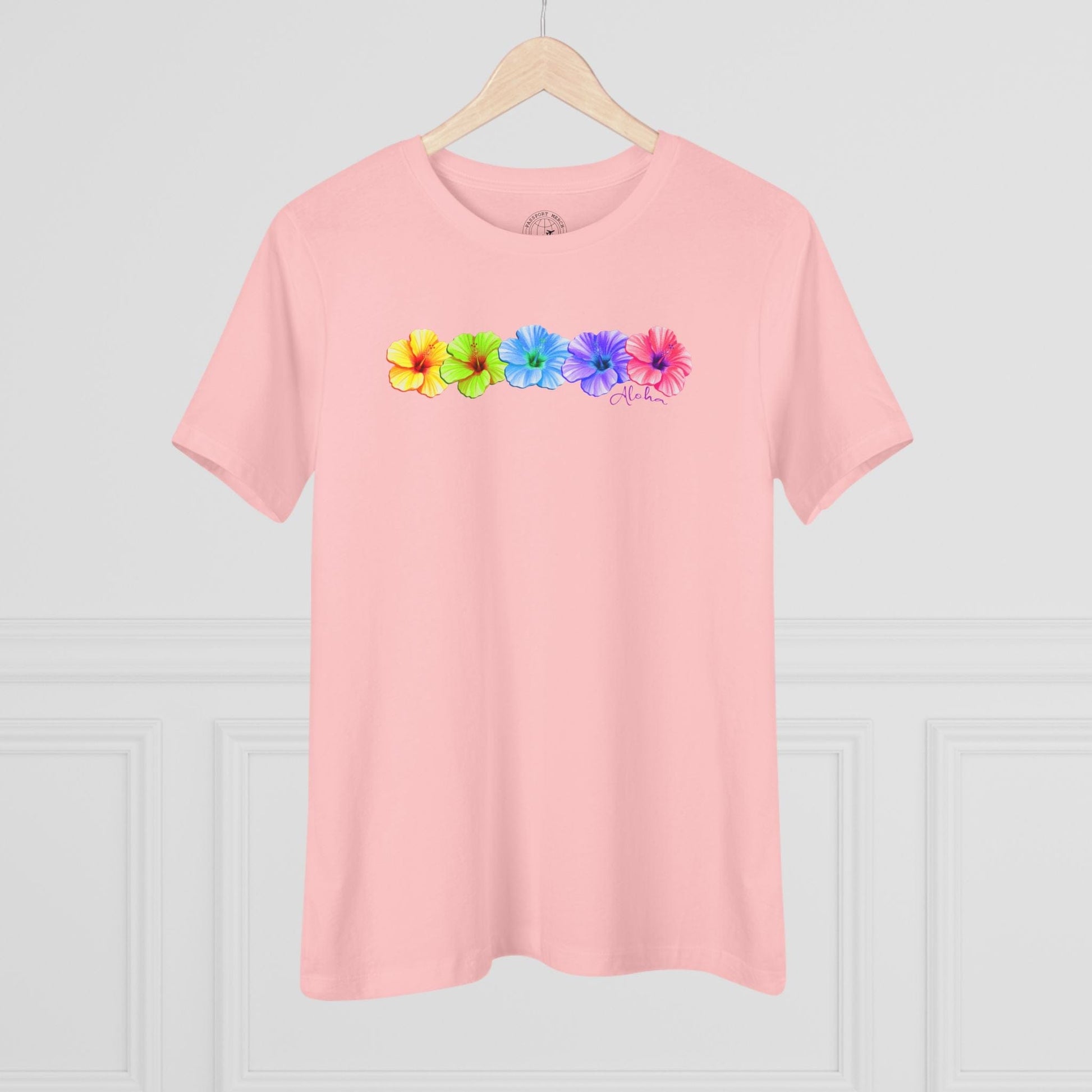 Five Vibrant Hibiscus, Hawaii, Womens Fit T-Shirt Pink / S