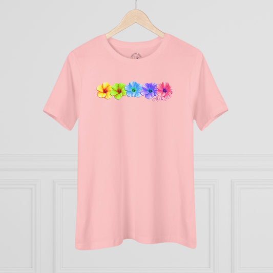 Five Vibrant Hibiscus, Hawaii, Womens Fit T-Shirt Pink / S