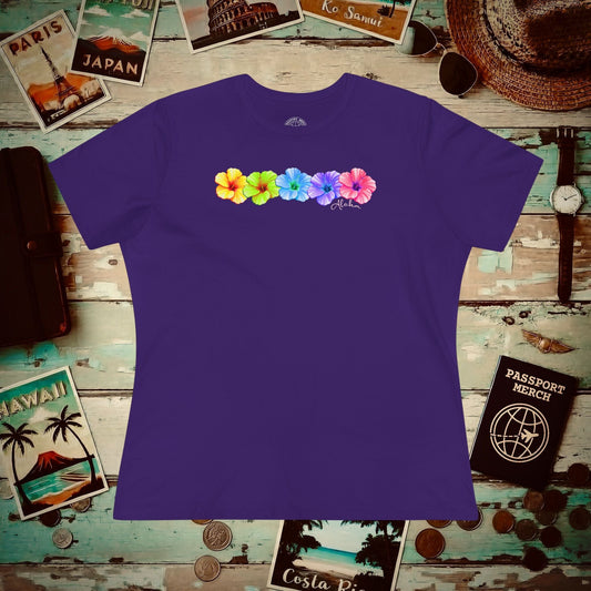 Five Vibrant Hibiscus, Hawaii, Womens Fit T-Shirt Team Purple / S