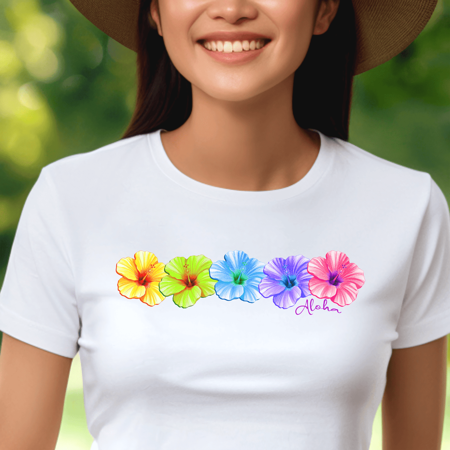 Five Vibrant Hibiscus, Hawaii, Womens Fit T-Shirt White / S