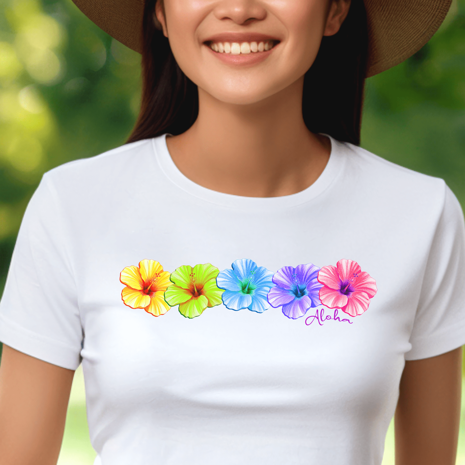 Five Vibrant Hibiscus, Hawaii, Womens Fit T-Shirt White / S