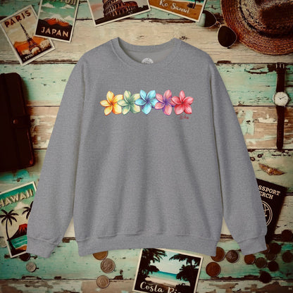 Five Vibrant Plumerias, Hawaii Crewneck Graphite Heather / S