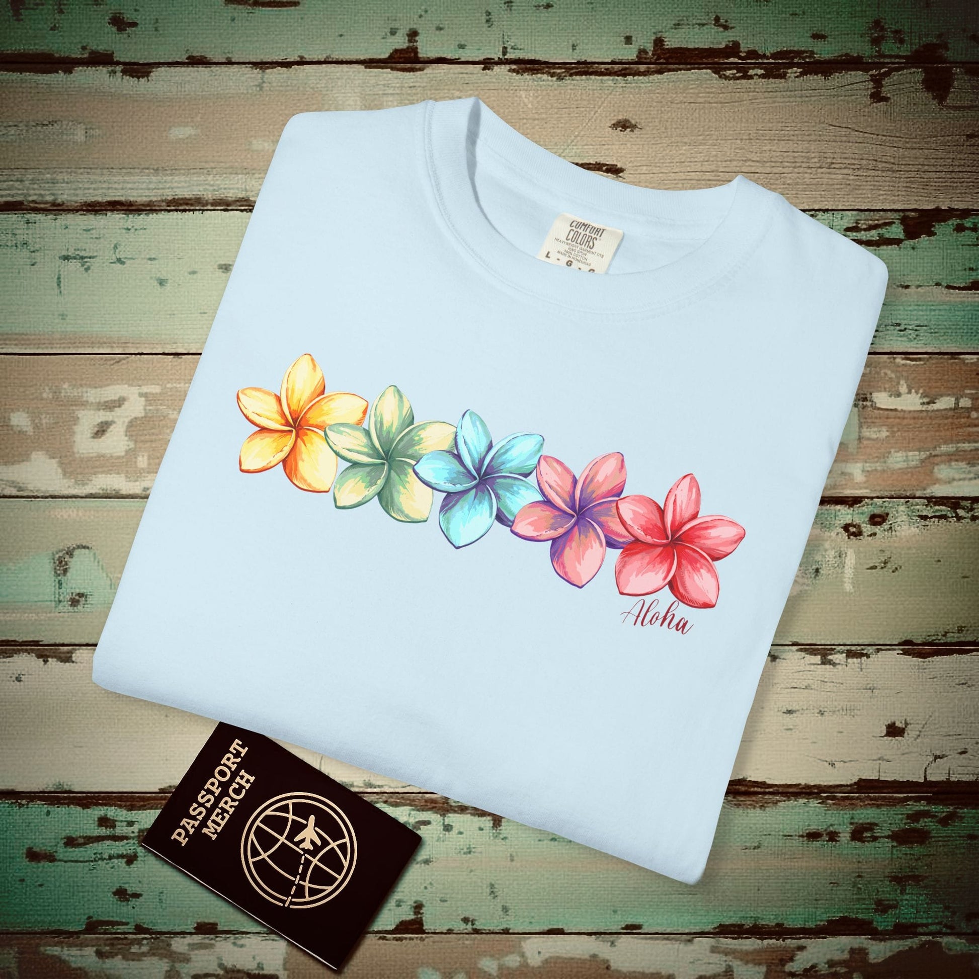 Five Vibrant Plumerias, Hawaii Heavy Tee