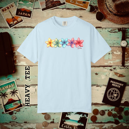 Five Vibrant Plumerias, Hawaii Heavy Tee Chambray / S