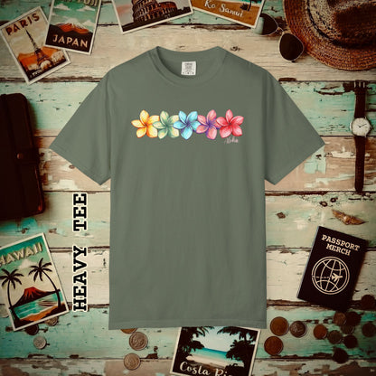 Five Vibrant Plumerias, Hawaii Heavy Tee Moss / S