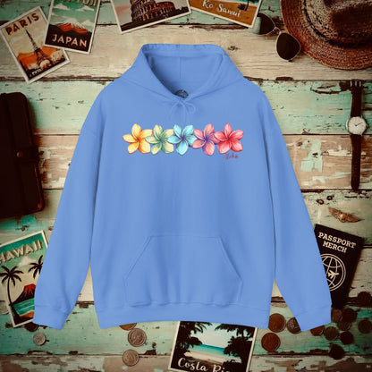 Five Vibrant Plumerias, Hawaii Hoodie Carolina Blue / S