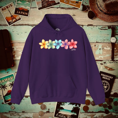 Five Vibrant Plumerias, Hawaii Hoodie Purple / S
