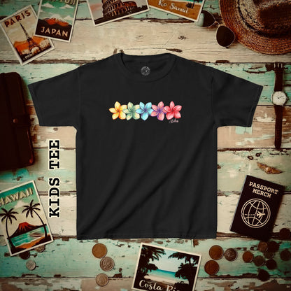 Five Vibrant Plumerias, Hawaii Kids Tee XS / Black