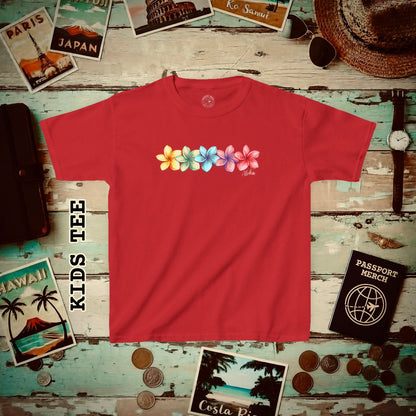 Five Vibrant Plumerias, Hawaii Kids Tee XS / Red