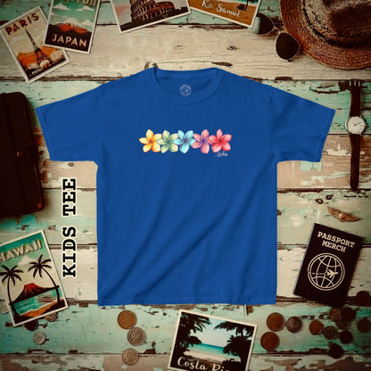 Five Vibrant Plumerias, Hawaii Kids Tee XS / Royal