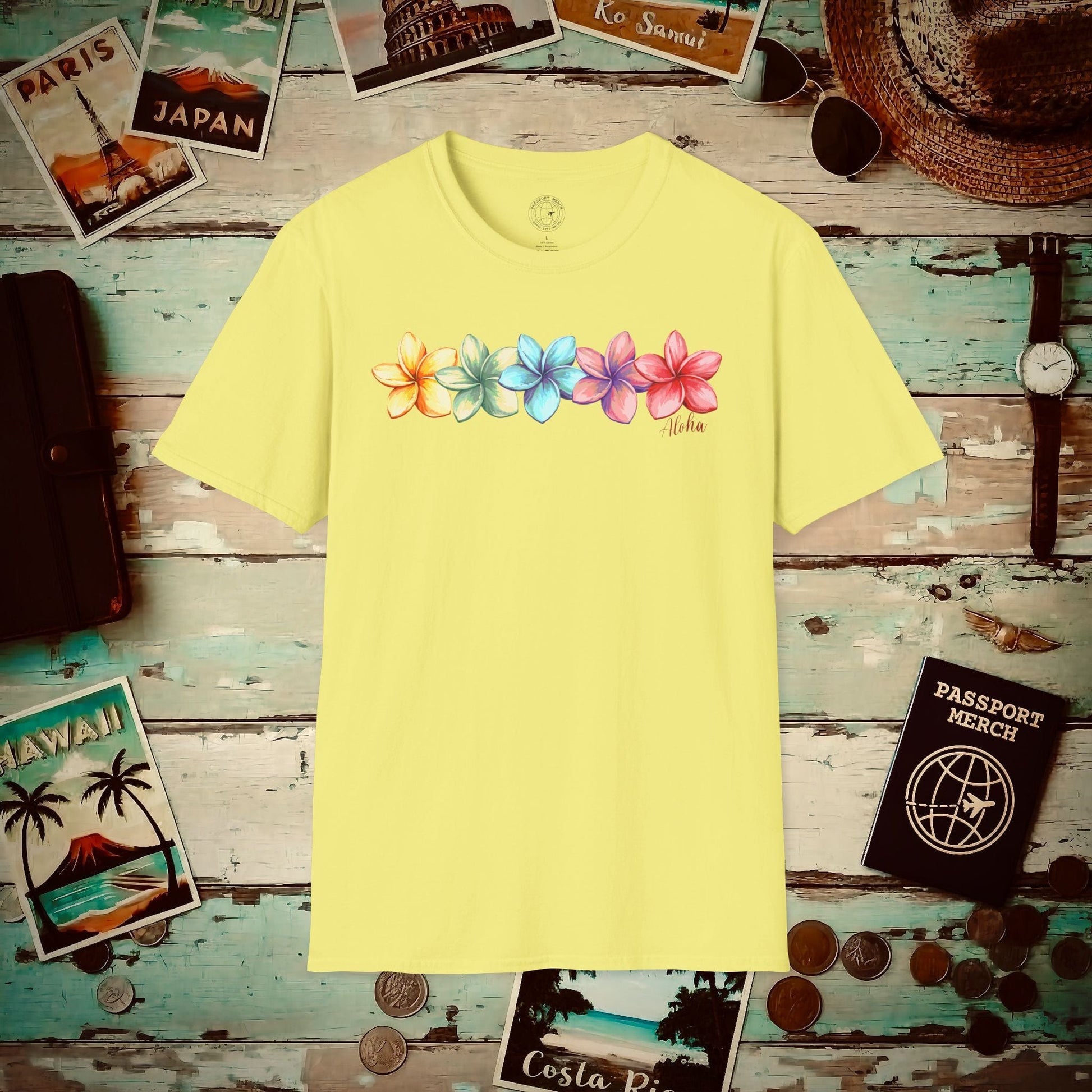 Five Vibrant Plumerias, Hawaii T-Shirt Cornsilk / S