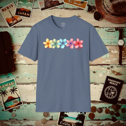 Five Vibrant Plumerias, Hawaii T-Shirt Heather Indigo / S