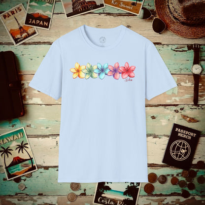 Five Vibrant Plumerias, Hawaii T-Shirt Light Blue / S