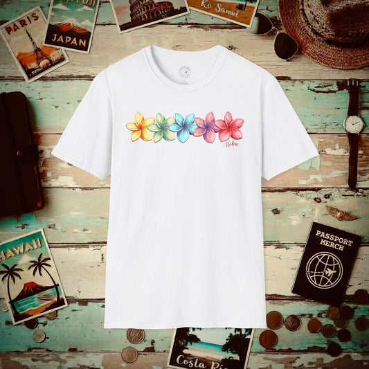 Five Vibrant Plumerias, Hawaii T-Shirt White / S