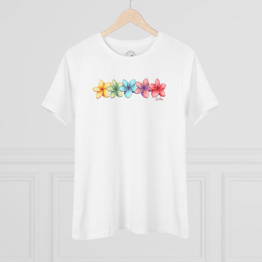 Five Vibrant Plumerias, Hawaii, Womens Fit T-Shirt White / S