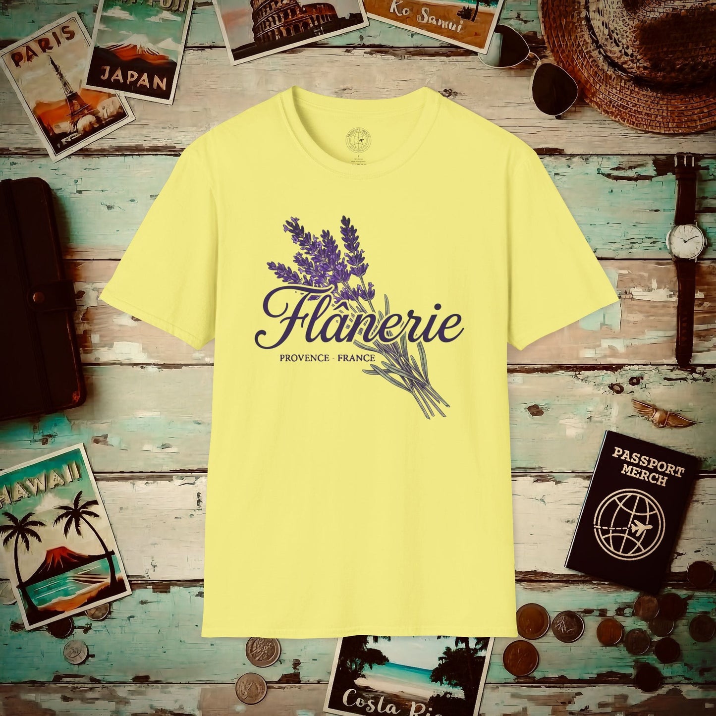 Flanerie, Provence Lavenders, France T-Shirt Cornsilk / S