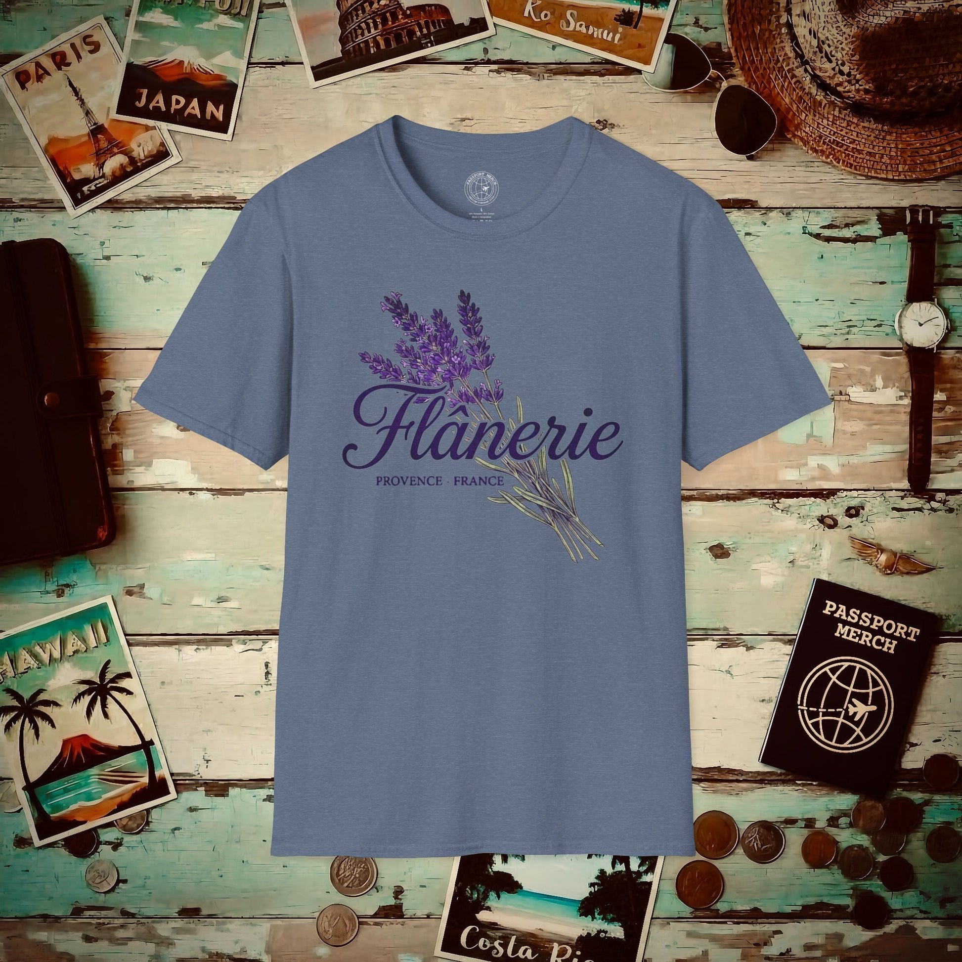 Flanerie, Provence Lavenders, France T-Shirt Heather Indigo / S