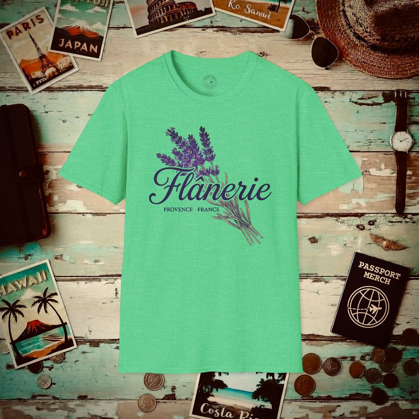 Flanerie, Provence Lavenders, France T-Shirt Heather Irish Green / S