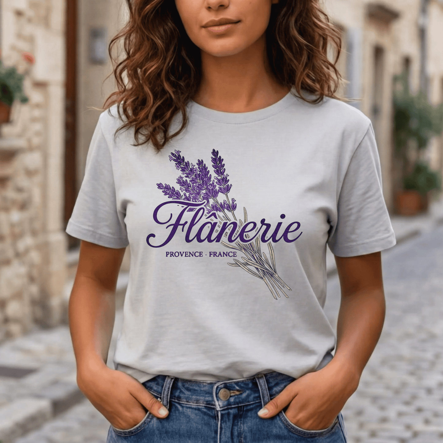Flanerie, Provence Lavenders, France T-Shirt Ice Grey / S