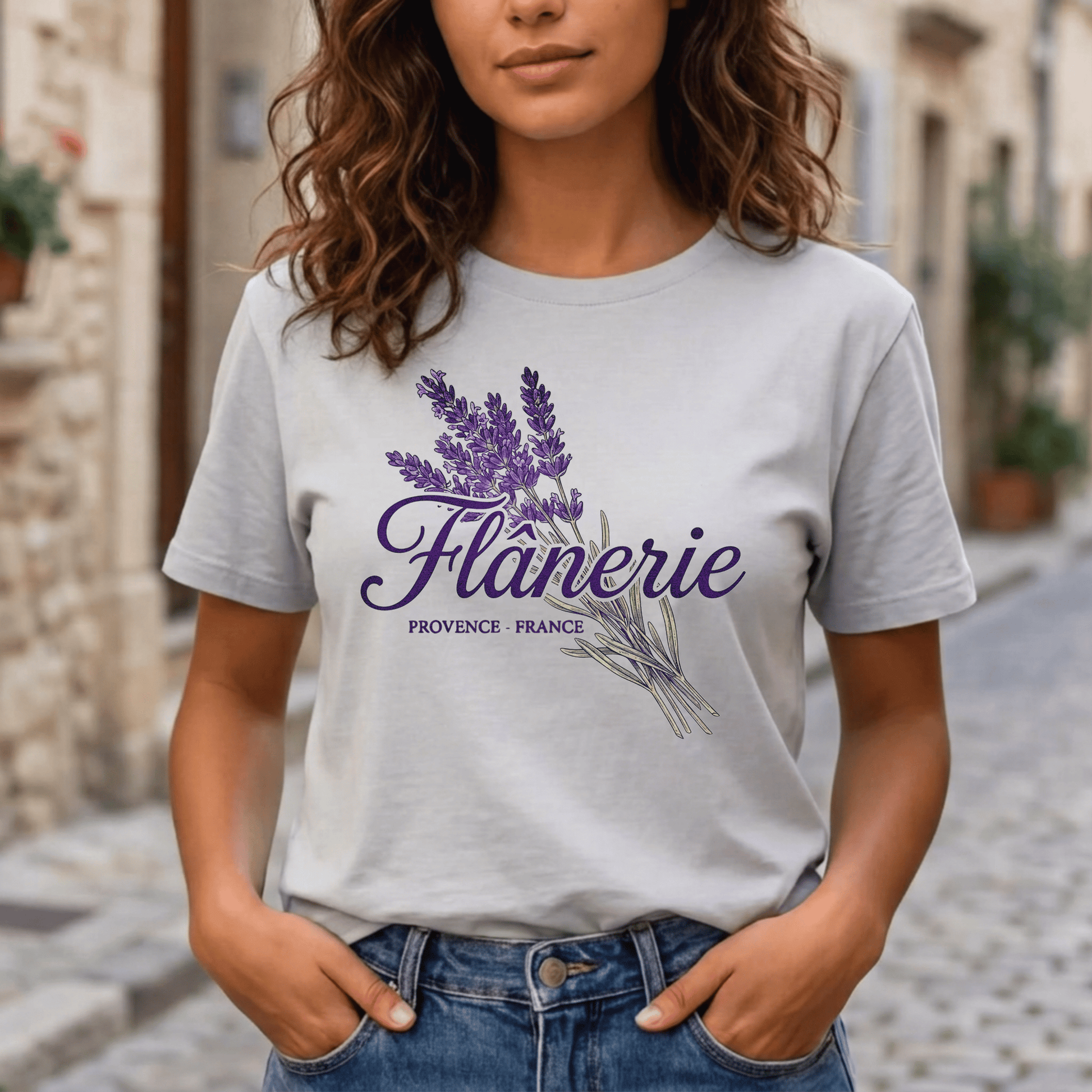 Flanerie, Provence Lavenders, France T-Shirt Ice Grey / S
