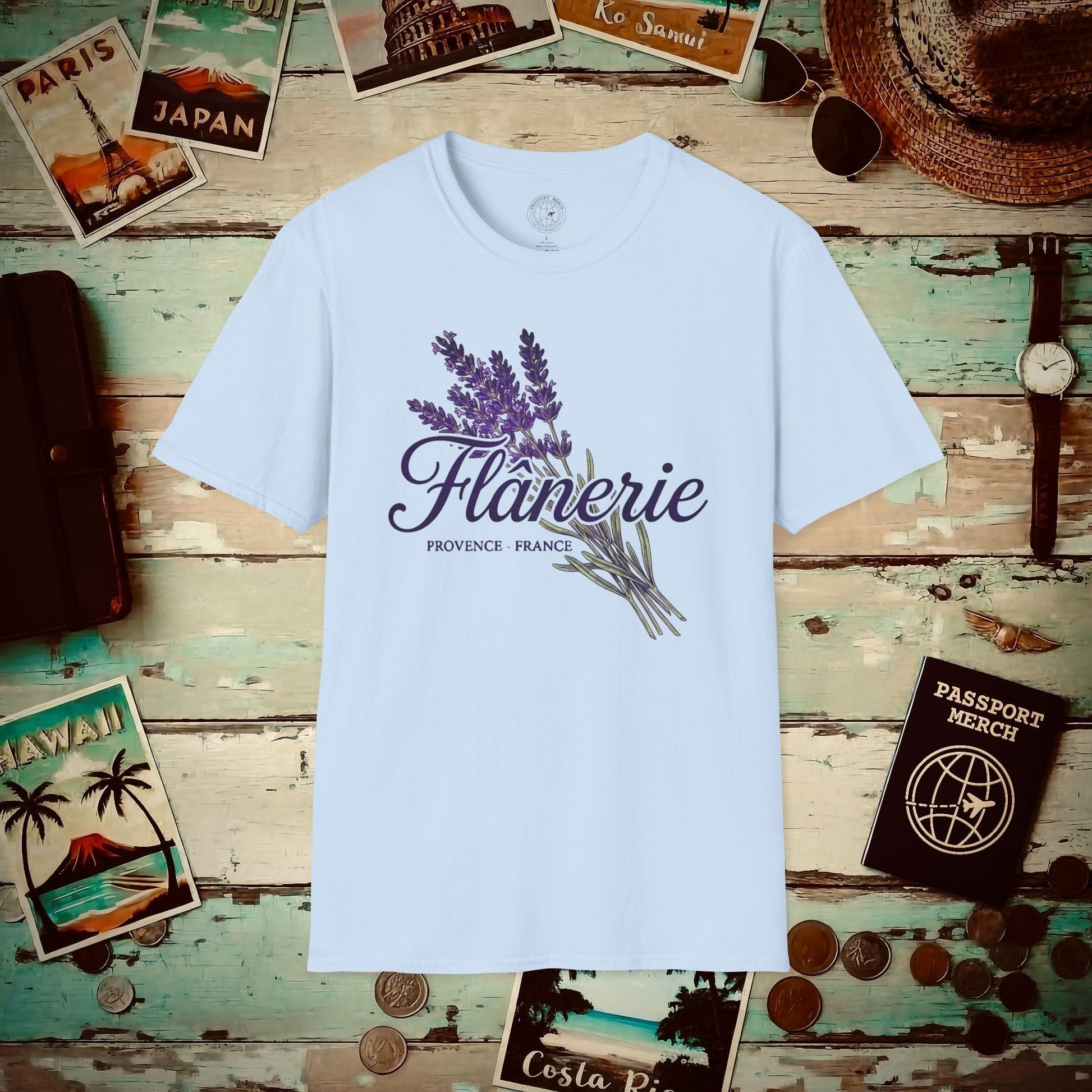 Flanerie, Provence Lavenders, France T-Shirt Light Blue / S
