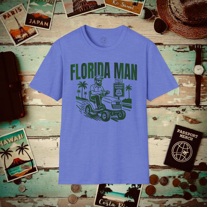 Florida Man Arrested for Driving Lawn Mower on Highway T-Shirt Heather Royal / S