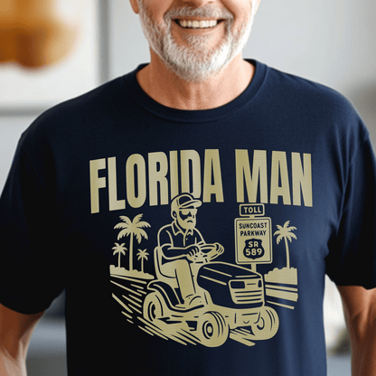 Florida Man Arrested for Driving Lawn Mower on Highway T-Shirt Navy / S
