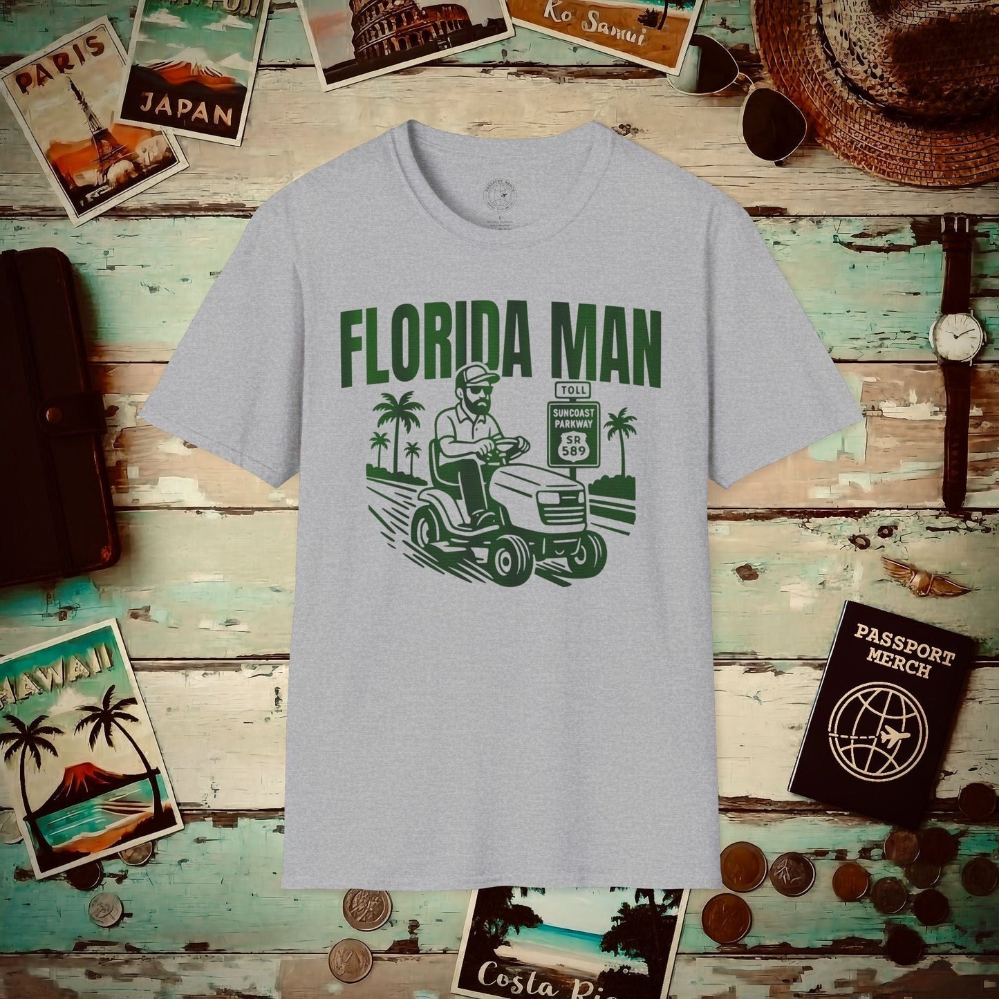 Florida Man Arrested for Driving Lawn Mower on Highway T-Shirt Sport Grey / S
